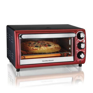 Hamilton Beach 4-Slice Countertop Toaster Oven with 5 Cooking Modes, Red